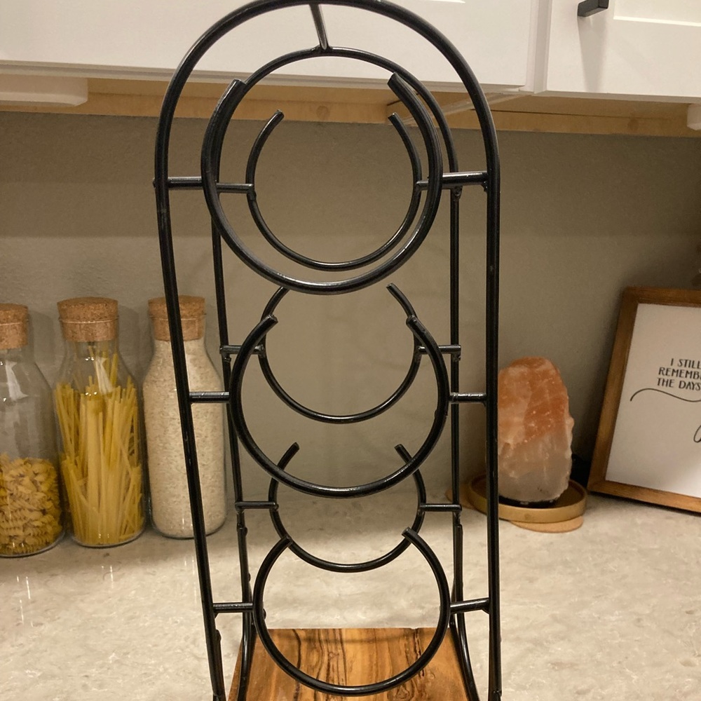 Metal & Wood Wine Holder